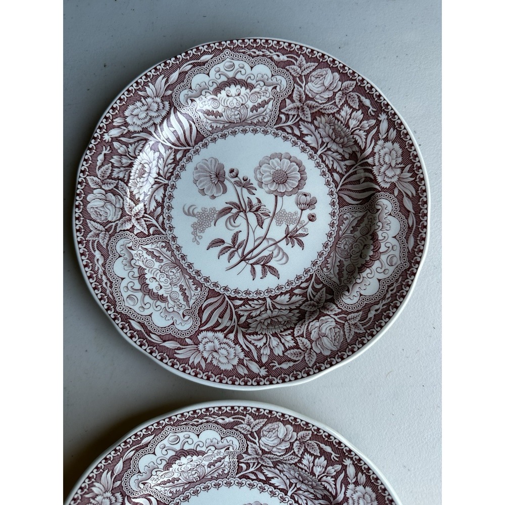 Vintage Spode Archive Georgian Series Floral, Cranberry Red Salad Wall Plate Set - Picture 2 of 4